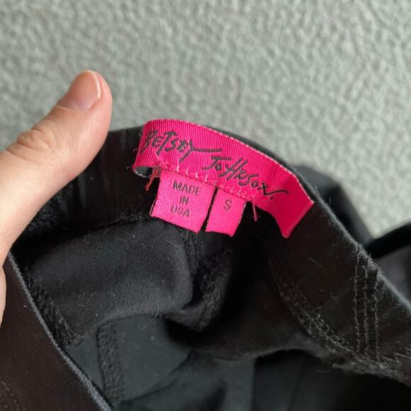 Betsy Johnson Pencil Mini Skirt Small Pull On Jersey Panel Black Cocktail Party - Picture 4 of 12